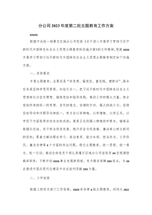 分公司2023年度第二批主题教育工作方案.docx
