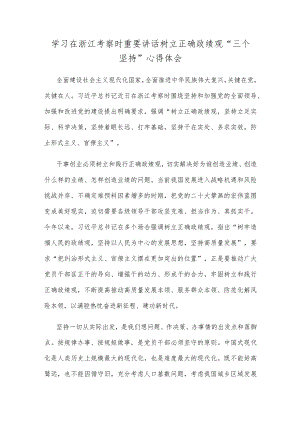 学习在浙江考察时重要讲话树立正确政绩观“三个坚持”心得体会 .docx