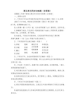 第五单元同步训练题（含答案）.docx