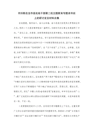 市妇联在全市县处级干部第二批主题教育专题读书班上的研讨发言材料合集.docx