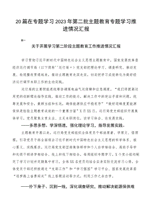 20篇在专题学习2023年第二批主题教育专题学习推进情况汇报.docx