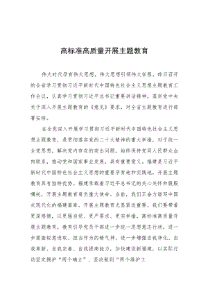 主题教育心得体会、研讨材料精选 高标准高质量开展主题教育.docx