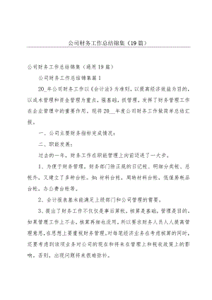 公司财务工作总结锦集（19篇）.docx