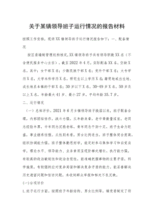 关于某镇领导班子运行情况的报告材料.docx