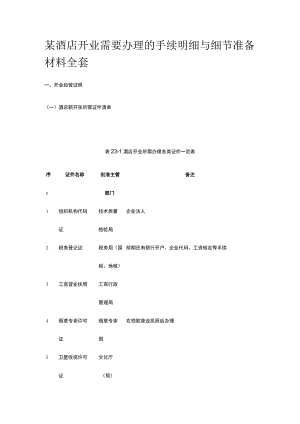 某酒店开业需要办理的手续明细与细节准备材料全套.docx