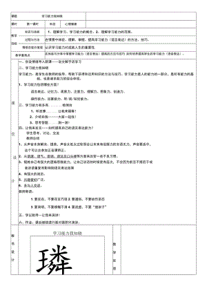 《学习能力我知晓》教学设计-七年级上册心理健康【甘少儿版】.docx