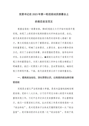 党委书记在2023年第一轮巡视动员部署会上的表态发言范文.docx