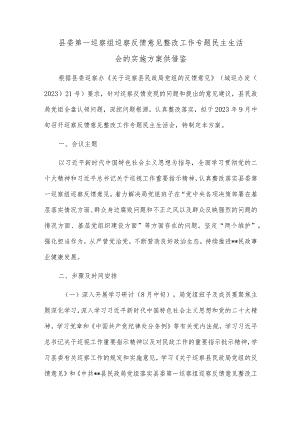 县委第一巡察组巡察反馈意见整改工作专题民主生活会的实施方案供借鉴.docx