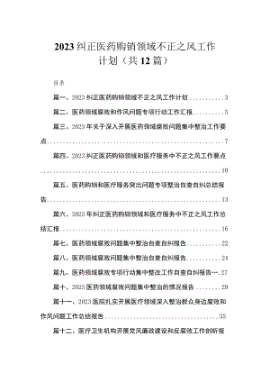 2023纠正医药购销领域不正之风工作计划（共12篇）.docx