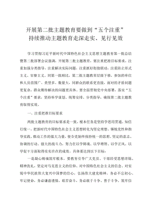 2023年主题教育辅导授课讲稿《开展第二批主题教育要做到“五个注重”》.docx