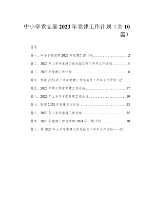 中小学党支部2023年党建工作计划（共10篇）.docx
