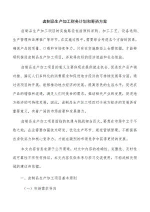 卤制品生产加工财务计划和筹资方案.docx
