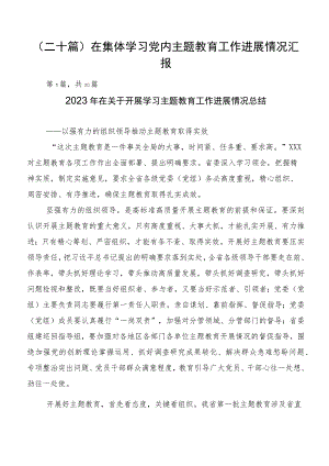 （二十篇）在集体学习党内主题教育工作进展情况汇报.docx