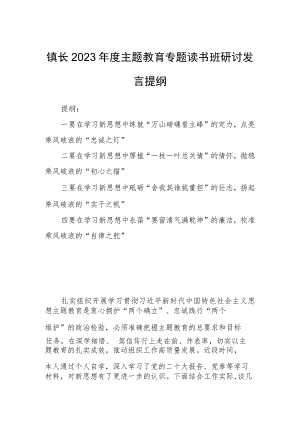 镇长2023年度主题教育专题读书班研讨发言提纲.docx