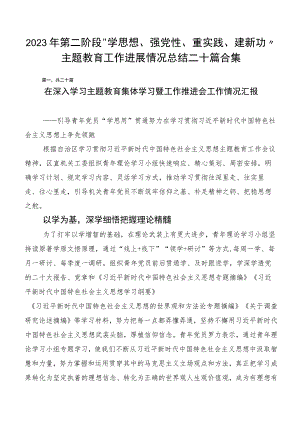 2023年第二阶段“学思想、强党性、重实践、建新功”主题教育工作进展情况总结二十篇合集.docx