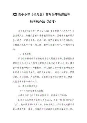 XX县中小学（幼儿园）青年骨干教师培养和考核办法（试行）.docx