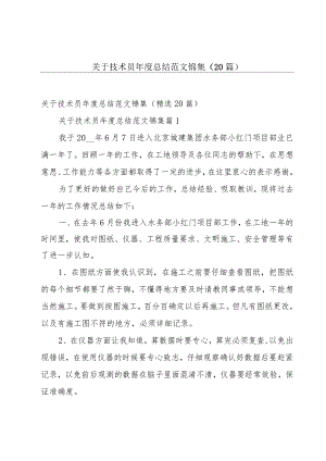 关于技术员年度总结范文锦集（20篇）.docx