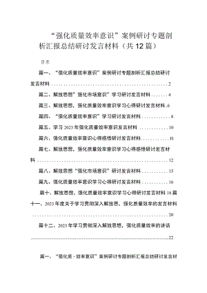 “强化质量效率意识”案例研讨专题剖析汇报总结研讨发言材料（共12篇）.docx