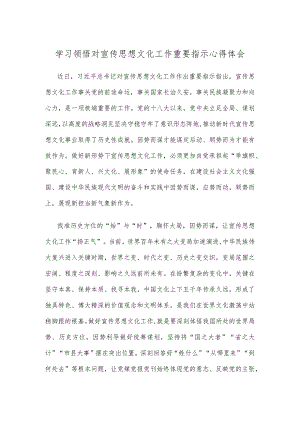 学习领悟对宣传思想文化工作重要指示心得体会.docx
