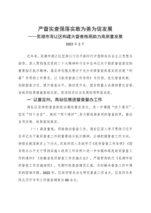20230219（报市督查室）+芜湖市湾沚区构建大督查格局助力高质量发展.docx