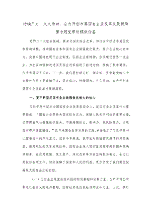 持续用力久久为功奋力开创市属国有企业改革发展新局面专题党课讲稿供借鉴.docx