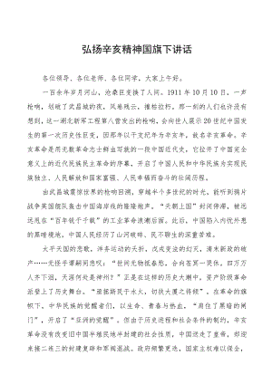 2023年纪念辛亥革命传承爱国精神国旗下的演讲七篇.docx