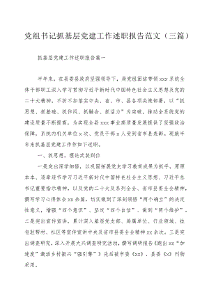 党组书记抓基层党建工作述职报告范文（三篇）.docx