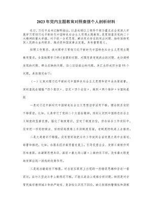 2023年党内主题教育对照查摆个人剖析材料.docx