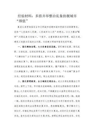 经验材料：多措并举整治乱象扮靓城市“颜值”.docx