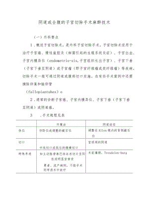 阴道或全腹的子宫切除手术麻醉技术.docx