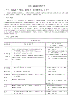 一例肺部感染的护理ICU 个案护理.docx