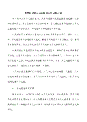 中央厨房建设项目投资回报风险评估.docx