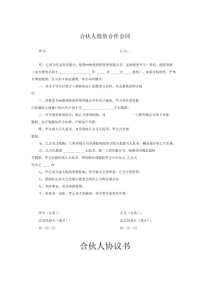 合伙人投资合作合同（精选5份）.docx