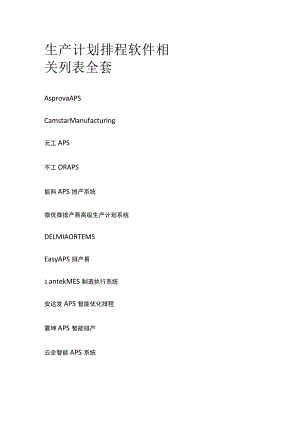 生产计划排程软件相关列表全套.docx