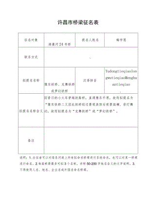 许昌市桥梁征名表.docx