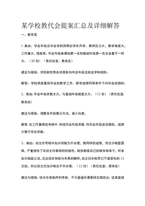 某学校教代会提案汇总及详细解答.docx