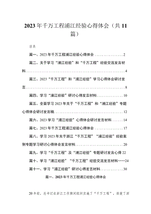 2023年千万工程浦江经验心得体会【11篇】.docx