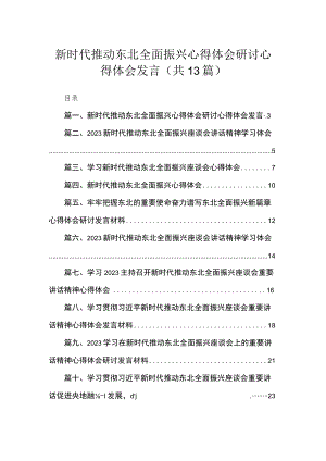 2023新时代推动东北全面振兴心得体会研讨心得体会发言【13篇】.docx