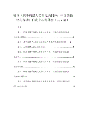 2023研读《携手构建人类命运共同体：中国的倡议与行动》白皮书心得体会（共7篇）.docx