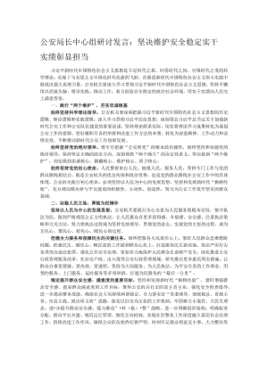 公安局长中心组研讨发言：坚决维护安全稳定 实干实绩彰显担当.docx