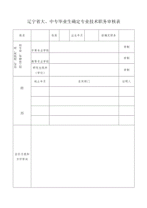 辽宁省大、中专毕业生确定专业技术职务审核表.docx