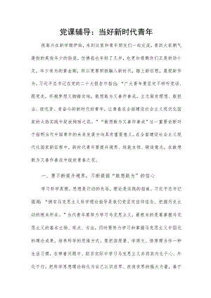 党课辅导：当好新时代青年.docx