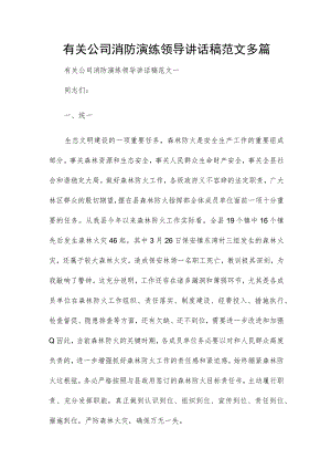有关公司消防演练领导讲话稿范文多篇.docx