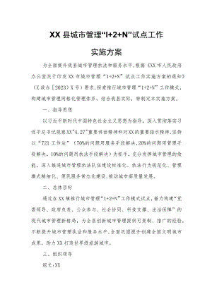 XX县城市管理“1+2+N”试点工作实施方案.docx