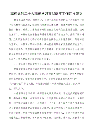 二十大精神贯彻落实工作汇报学习盛会大学总结报告.docx