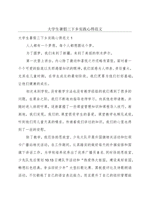 大学生暑假三下乡实践心得范文.docx