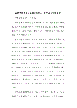 在经济高质量发展调研座谈会上的汇报发言稿2篇.docx