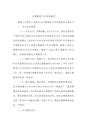 主题教育工作进展情况.docx