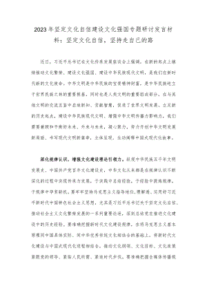 2023年坚定文化自信建设文化强国专题研讨发言材料：坚定文化自信坚持走自己的路.docx