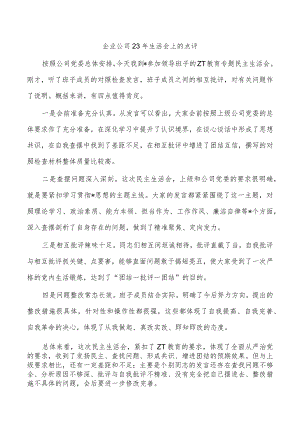企业公司23年生活会上的点评.docx